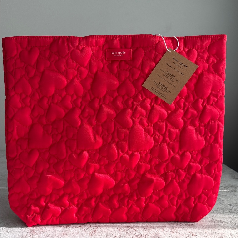 kate spade Quilted Heart Tote in Vibrant Red